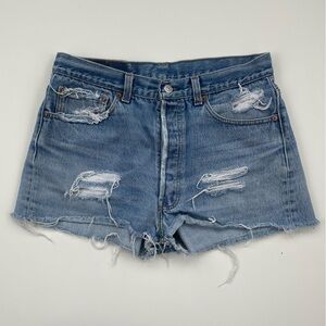 Levi's 501xx Destroyed Distressed High Rise Denim Shorts Size 34* (Size 10/12*)